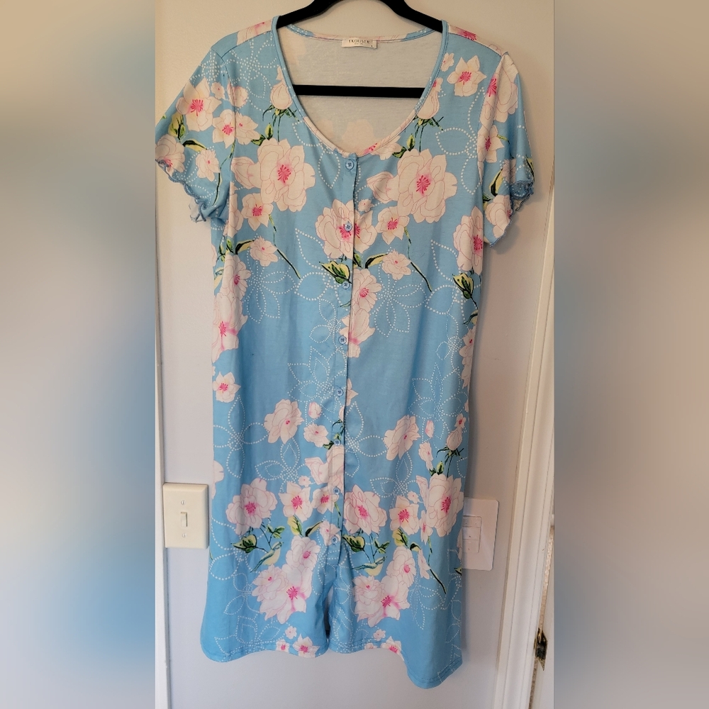 Floral Button-Down Nursing Nightgown